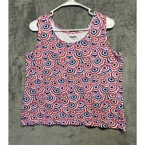 Lands End Umbrella Print Tank Top Womens Petite Size L /P 14/16